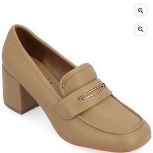 Journee Collection Tan Block Heel Loafers